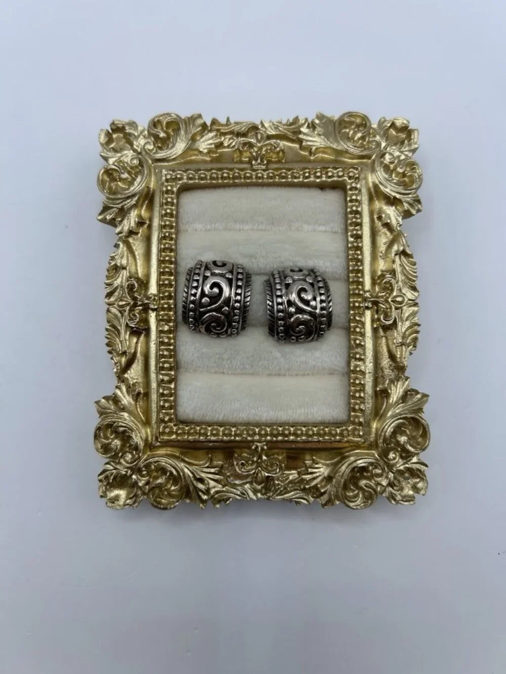 Vintage Thai Sterling Silver 925 Post Earrings Scroll Boho Artisan Patina Gift - Picture 2 of 11